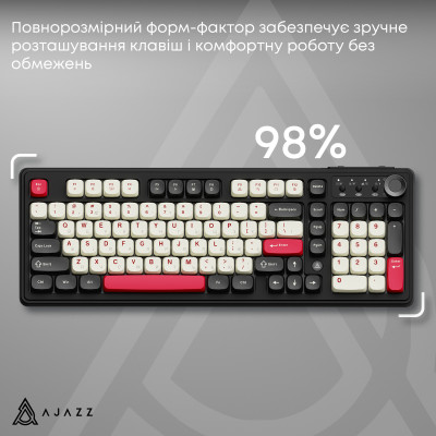 Клавіатура бездротова Ajazz AF98 Plus Black Shark Red (AF98-PLUS-BSR) Клавіатура бездротова Ajazz AF98 Plus Black Shark Red (AF98-PLUS-BSR)