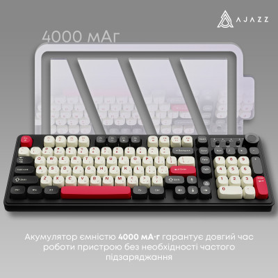 Клавіатура бездротова Ajazz AF98 Plus Black Shark Red (AF98-PLUS-BSR) Клавіатура бездротова Ajazz AF98 Plus Black Shark Red (AF98-PLUS-BSR)
