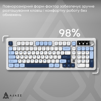 Клавіатура бездротова Ajazz AF98 Plus Glacier Blue (AF98-PLUS-GB) Клавіатура бездротова Ajazz AF98 Plus Glacier Blue (AF98-PLUS-GB)
