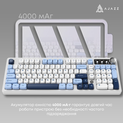 Клавіатура бездротова Ajazz AF98 Plus Glacier Blue (AF98-PLUS-GB) Клавіатура бездротова Ajazz AF98 Plus Glacier Blue (AF98-PLUS-GB)