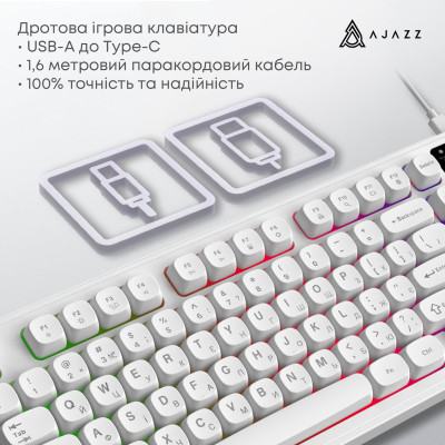 Клавіатура Ajazz AF98 Black USB-C White (AF98-W) Клавіатура Ajazz AF98 Black USB-C White (AF98-W)