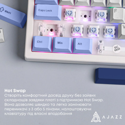 Клавіатура Ajazz AK650 Sea Salt Switch White USB-C (AK650-SS-BWB) Клавіатура Ajazz AK650 Sea Salt Switch White USB-C (AK650-SS-BWB)