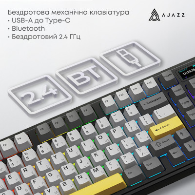Клавіатура бездротова Ajazz AK980 V2 Maillard Switch Black (AK980-V2-M-BGY) Клавіатура бездротова Ajazz AK980 V2 Maillard Switch Black (AK980-V2-M-BGY)