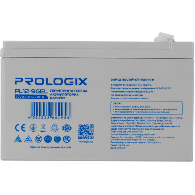 Акумуляторна батарея Prologix 12V 9AH (PL12-9GEL) GEL