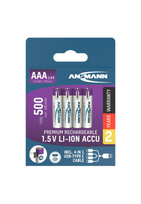 Акумулятори Ansmann AAA/HR03 Li-Ion 500 mAh BL 4 шт