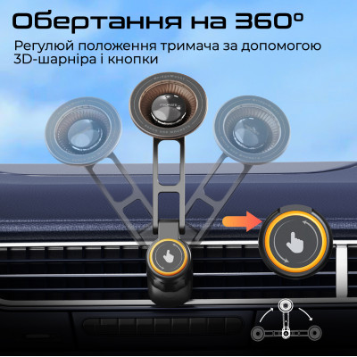 Автотримач для смартфона магнітний Promate Bridgemount Black