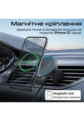 Автомобільний зарядний пристрій Promate Magdrive-r Black