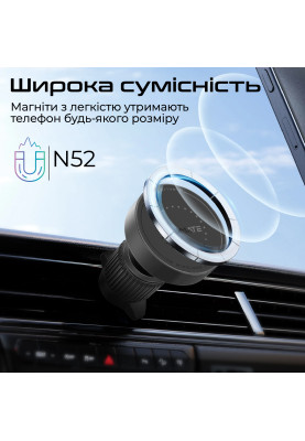 Автомобільний зарядний пристрій Promate Magdrive-r Black