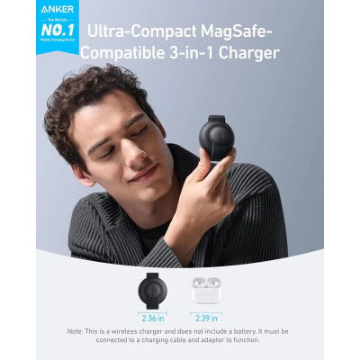 Бездротовий зарядний пристрій Anker MagGo Wireless Charging Pad 15W 3-in-1 Foldable Black (B25M8H11) Бездротовий зарядний пристрій Anker MagGo Wireless Charging Pad 15W 3-in-1 Foldable Black (B25M8H11)