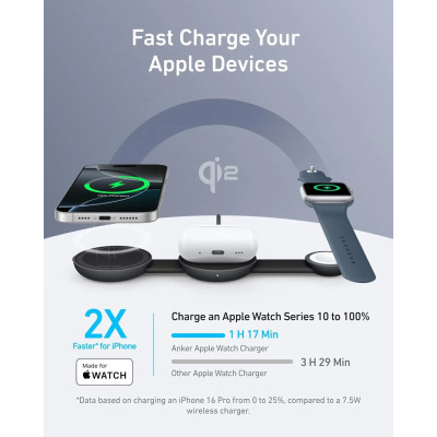 Бездротовий зарядний пристрій Anker MagGo Wireless Charging Pad 15W 3-in-1 Foldable Black (B25M8H11) Бездротовий зарядний пристрій Anker MagGo Wireless Charging Pad 15W 3-in-1 Foldable Black (B25M8H11)