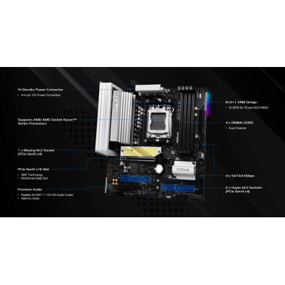 Материнська плата ASRock B850M Pro RS WiFi Socket AM5 Материнська плата ASRock B850M Pro RS WiFi Socket AM5