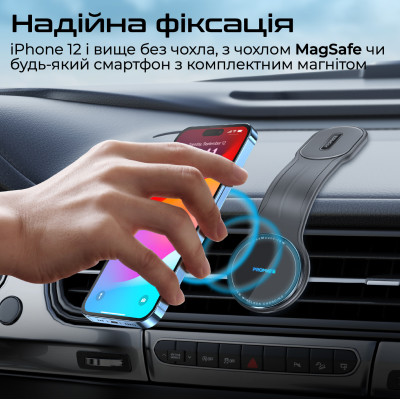 Бездротовий зарядний пристрій Promate Laxmount-15W MagSafe Black