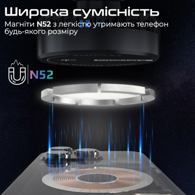 Бездротовий зарядний пристрій Promate MagChill-Qi2 MagSafe Black