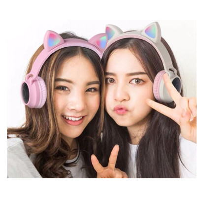 Bluetooth-гарнітура Hoco W27 Cat Ear Grey/Pink (W27GP) Bluetooth-гарнітура Hoco W27 Cat Ear Grey/Pink (W27GP)