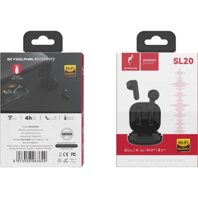 Bluetooth-гарнітура SkyDolphin TWS SL20 Black (SDBTE-000184) Bluetooth-гарнітура SkyDolphin TWS SL20 Black (SDBTE-000184)