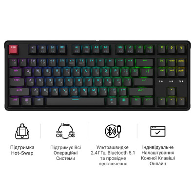 Клавіатура бездротова Keychron C3 Max Super Red Switch Black RGB (C3M-H1-UA) Клавіатура бездротова Keychron C3 Max Super Red Switch Black RGB (C3M-H1-UA)