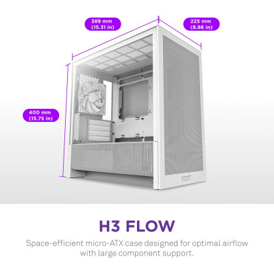 Корпус NZXT H3 Flow White без БЖ (CC-H31FW-01) Корпус NZXT H3 Flow White без БЖ (CC-H31FW-01)