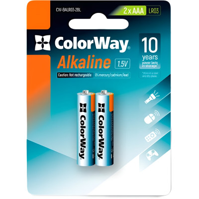 Батарейка ColorWay Alkaline Power AAA/LR03 BL 2шт Батарейка ColorWay Alkaline Power AAA/LR03 BL 2шт