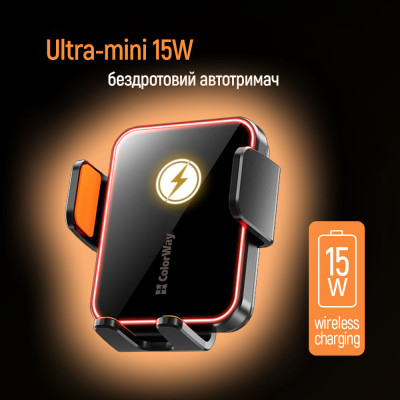 Бездротовий зарядний пристрій СolorWay Ultra-mini 15W Black (CW-CHAW069Q-BK)