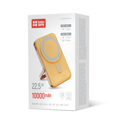 Універсальна мобільна батарея ColorWay 15W MagSafe & Watch Wireless 10000mAh Amber (CW-PB100LPA2Y-WPDD)