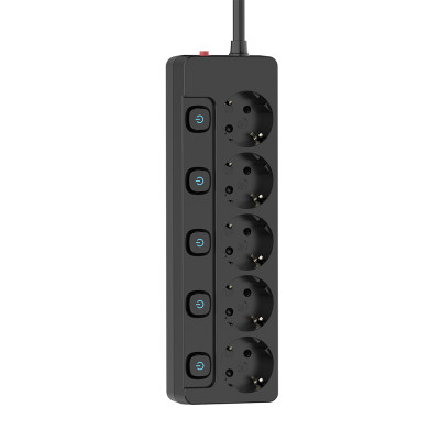 Фільтр живлення СolorWay (CW-PSEA55SBK) 5 розеток, 5м, Black