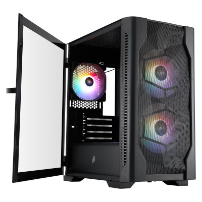 Корпус 1stPlayer D4-M-BK-2F1P-1F1 Black