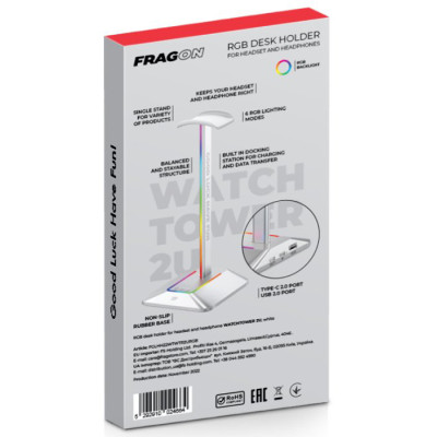 Тримач для навушників FragON Watchtower 2U RGB Silver (FGLHH22WTWTR2URGB)