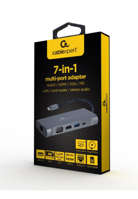 Док станція Cablexpert USB-C 7-в-1 (A-CM-COMBO7-01)
