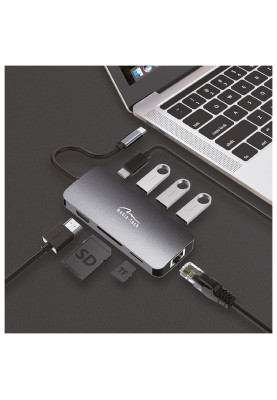 Док-станція Media-Tech USB-C HDMI/USB 3.0x3/RJ45/SD/MicroSD/PD 100W (MT5044)