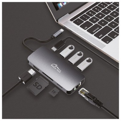 Док-станція Media-Tech USB-C HDMI/USB 3.0x3/RJ45/SD/MicroSD/PD 100W (MT5044)
