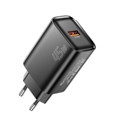 Мережевий зарядний пристрій Essager Flash 45W USB-A QC Black (ECT45W-RPB01-Z)