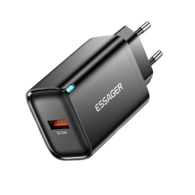 Мережевий зарядний пристрій Essager Flash 45W USB-A QC Black (ECT45W-RPB01-Z)