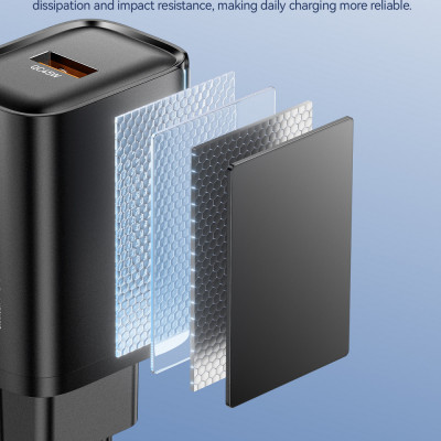 Мережевий зарядний пристрій Essager Flash 45W USB-A QC Black (ECT45W-RPB01-Z)