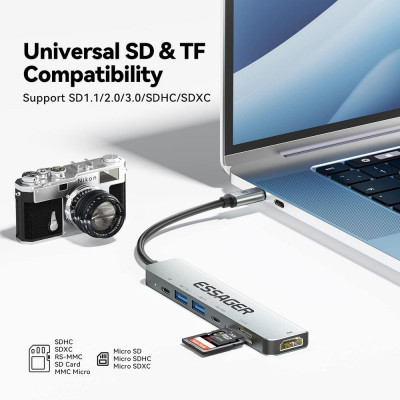 USB-хаб Essager QingHong 7 in 1 USB-C Hub (EHB07-QH0G-Z) USB-хаб Essager QingHong 7 in 1 USB-C Hub (EHB07-QH0G-Z)