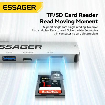 USB-хаб Essager QingHong 7 in 1 USB-C Hub (EHB07-QH0G-Z) USB-хаб Essager QingHong 7 in 1 USB-C Hub (EHB07-QH0G-Z)