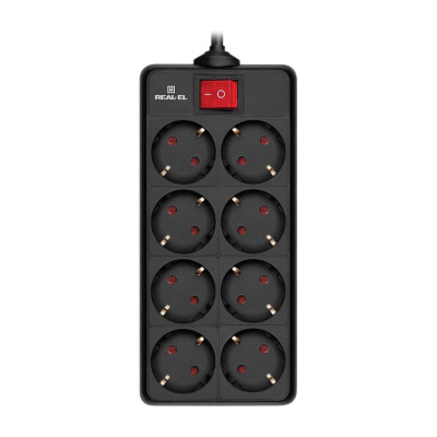 Фільтр живлення REAL-EL RS-8 Protect 1.8 м Black