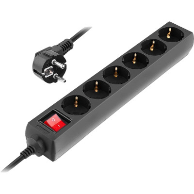 Фільтр живлення REAL-EL RS-6 Protect M 1.8м Black (EL122300032) Фільтр живлення REAL-EL RS-6 Protect M 1.8м Black (EL122300032)