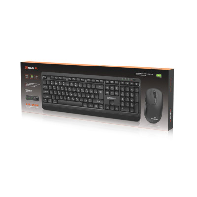 Комплект (клавіатура, миша) бездротовий REAL-EL Kit-555W Black Комплект (клавіатура, миша) бездротовий REAL-EL Kit-555W Black
