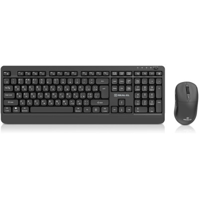 Комплект (клавіатура, миша) бездротовий REAL-EL Kit-555W Black Комплект (клавіатура, миша) бездротовий REAL-EL Kit-555W Black