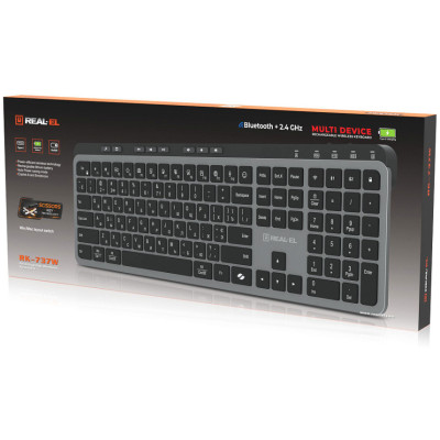Клавіатура бездротова REAL-EL RK-737W Black/Grey Клавіатура бездротова REAL-EL RK-737W Black/Grey