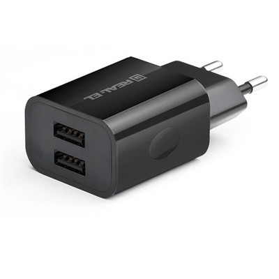Мережевий зарядний пристрій REAL-EL CH-210 (2USB, 2.1A) Black Мережевий зарядний пристрій REAL-EL CH-210 (2USB, 2.1A) Black