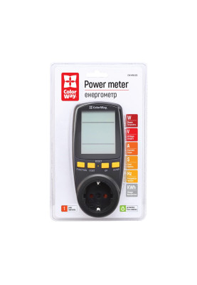 Енергометр цифровий (W/V/A/C/Hz/KWh) СolorWay для розетки (16A/3680W) (CW-VM16-02D)
