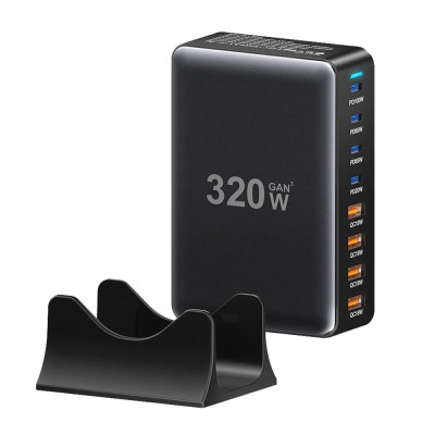 Мережевий зарядний пристрій Essager Engine 320W 4xUSB-C+4xUSB-A Black (EZC320W-QJB0G-Z) Мережевий зарядний пристрій Essager Engine 320W 4xUSB-C+4xUSB-A Black (EZC320W-QJB0G-Z)