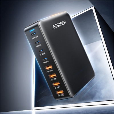 Мережевий зарядний пристрій Essager Engine 320W 4xUSB-C+4xUSB-A Black (EZC320W-QJB0G-Z) Мережевий зарядний пристрій Essager Engine 320W 4xUSB-C+4xUSB-A Black (EZC320W-QJB0G-Z)