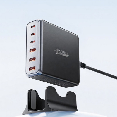 Мережевий зарядний пристрій Essager Engine 85W GaN (3xUSB-A, 3xUSB-C) Black (EZC85W-SXB0G-Z) Мережевий зарядний пристрій Essager Engine 85W GaN (3xUSB-A, 3xUSB-C) Black (EZC85W-SXB0G-Z)