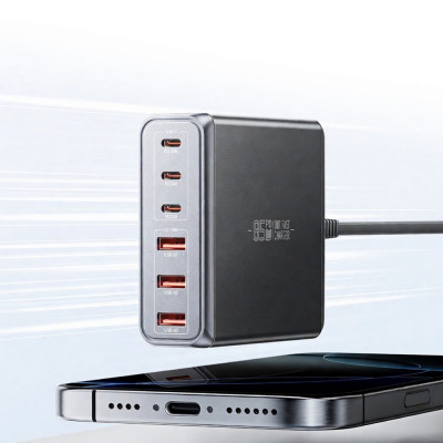 Мережевий зарядний пристрій Essager Engine 85W GaN (3xUSB-A, 3xUSB-C) Black (EZC85W-SXB0G-Z) Мережевий зарядний пристрій Essager Engine 85W GaN (3xUSB-A, 3xUSB-C) Black (EZC85W-SXB0G-Z)