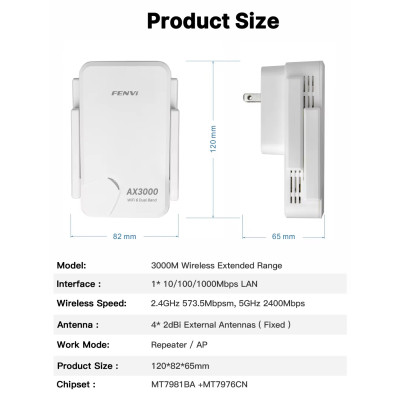 Точка доступу Fenvi F-AX3000R Wi-Fi Repeater Dual Band 2.4/5Ghz Signal Booster