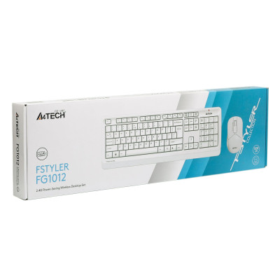 Комплект (клавіатура, миша) бездротовий A4Tech FG1012 White
