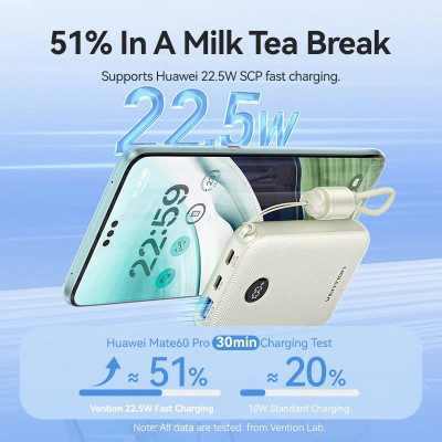 Універсальна мобільна батарея Vention 10000mAh 22.5W Blue (FKAL0-C) Універсальна мобільна батарея Vention 10000mAh 22.5W Blue (FKAL0-C)