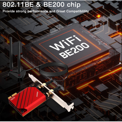 Бездротовий адаптер Fenvi FV-BE8800Pro Wi-Fi 7, Bluetooth 5.4 Gaming Tri Band 2.4G/5G/6GHz